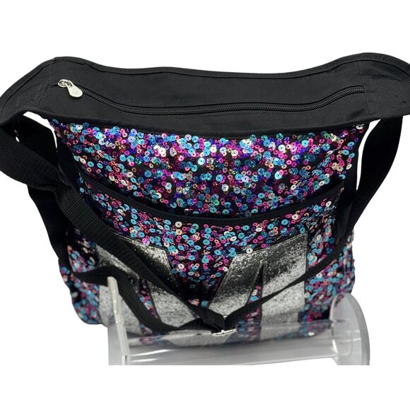 Justice Girls Womens Cross Body Book Bag SEQUIN Backpack Letter Initial M - Picture 9 of 10